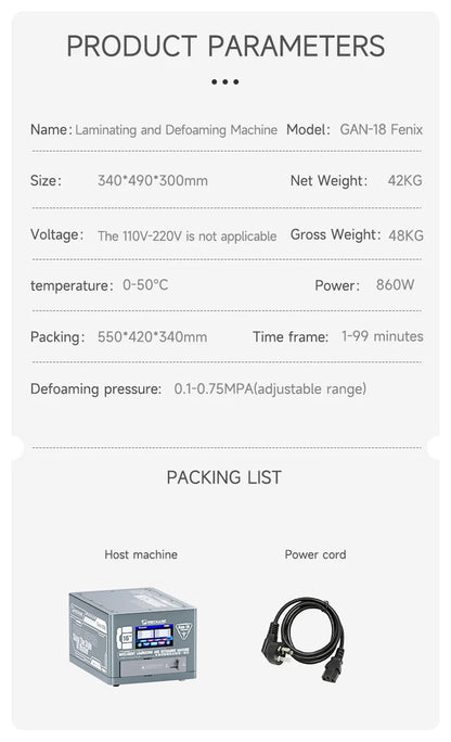 Mechanic Gan-18 Fenix 16-inch Intelligent Laminating and Defoaming Machine for Mobile Phone / Tablet