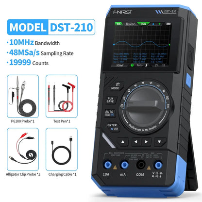 Fnirsi DST-210 Handheld 3-in-1 Multimeter + Oscilloscope + Signal Generator