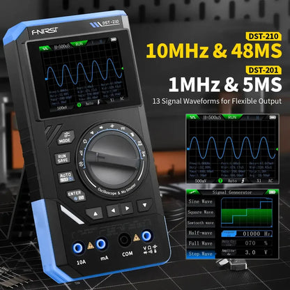 Fnirsi DST-210 Handheld 3-in-1 Multimeter + Oscilloscope + Signal Generator