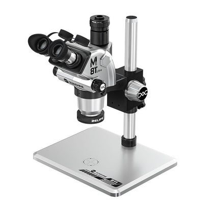 SUNSHINE M8T Ultra 6-72X Trinocular Stereo Microscope with B11 Aluminum Alloy Base Silver