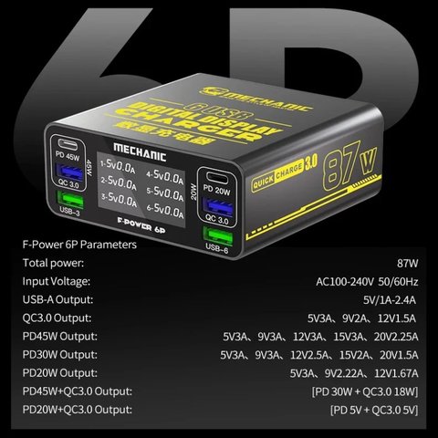 MECHANIC F-POWER 6P Fast Charging Multi-Port Charger