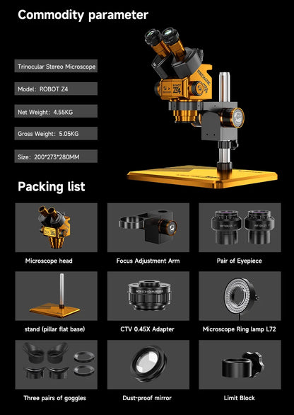 MECHANIC ROBOT Z4 6.5-60X Trinocular Stereo Microscope for Mobile Phone Repair Motherboard PCB Component Welding Detection Tool