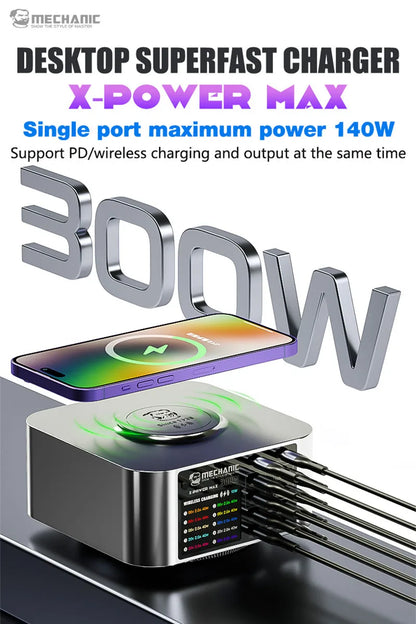 Mechanic X-Power Max Multiport Digital Display USB Charger Station With Wireless Charging 300W