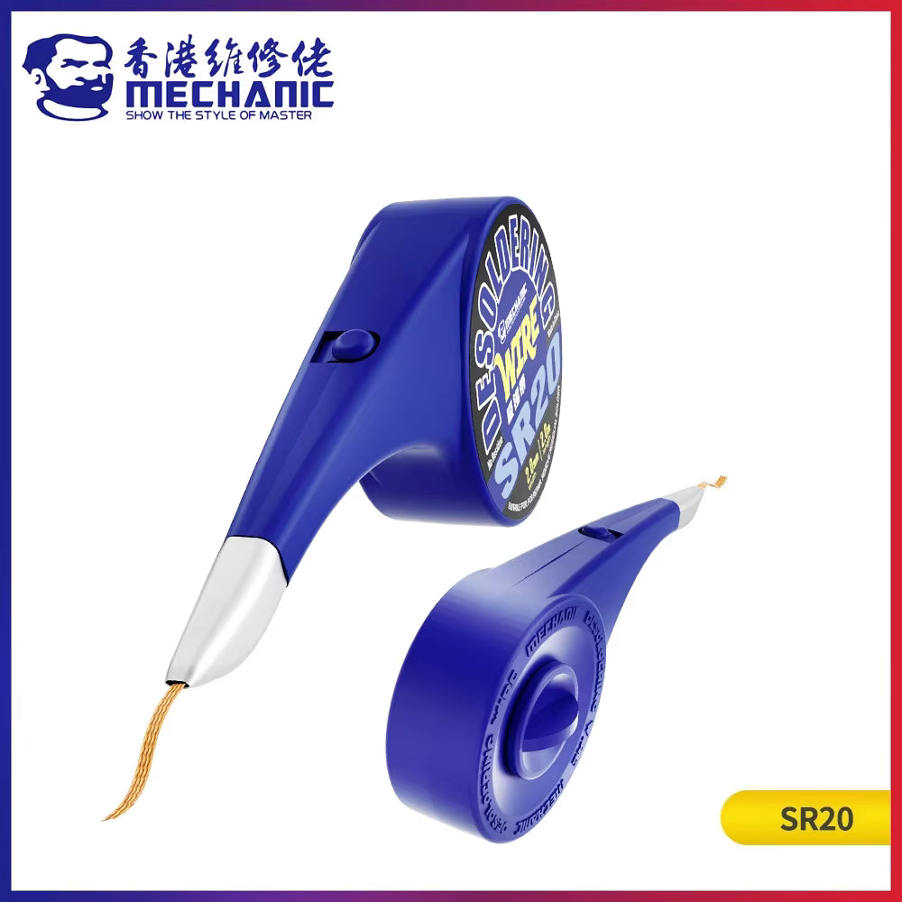 Mechanic SR20 2-Meter Anti-hot Desoldering Wick with Thumb Wheel Dispenser & Stainless Steel Mouth