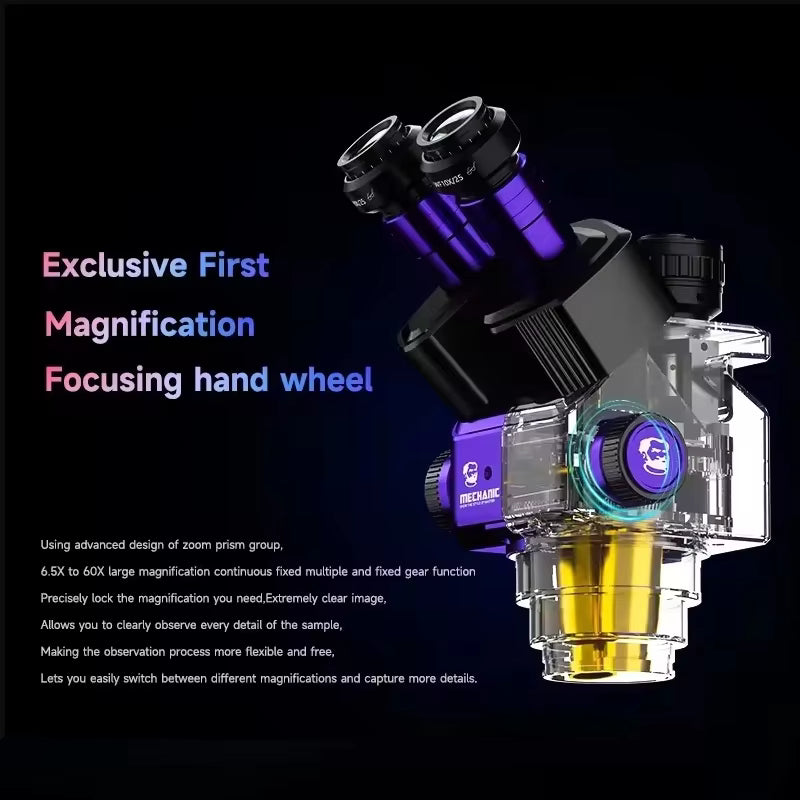 MECHANIC ROBOT 6560T-B11 60X TRINOCULAR STEREO MICROSCOPE