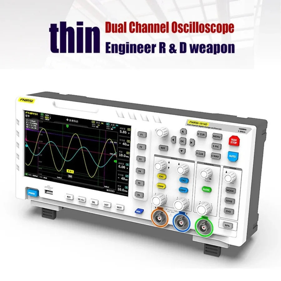 FNIRSI 1014D 2-IN-1 Dual Channel 100MHz 1GS/s Digital Oscilloscope Signal Generator