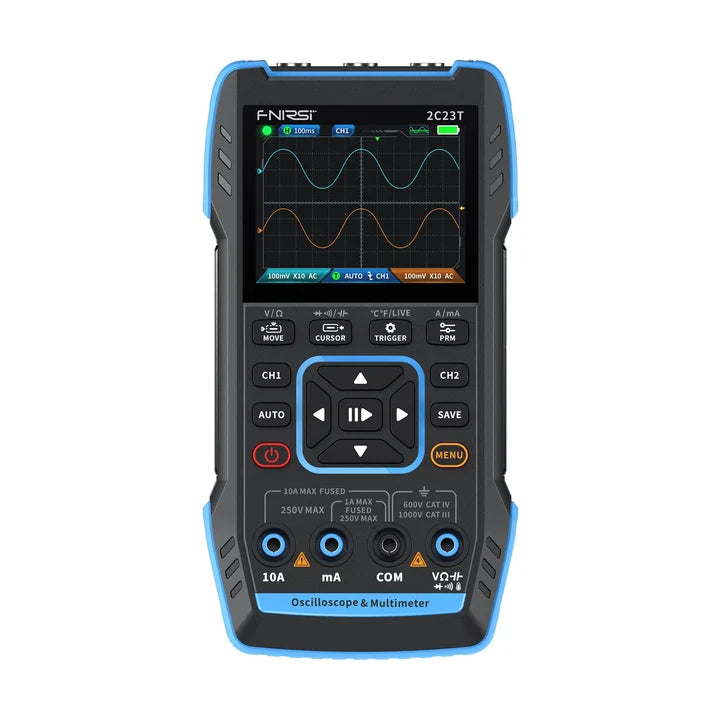 FNIRSI 2C23T Handheld Dual Channel 3-in-1 10MHz 50MS/s Oscilloscope Multimeter DDS Function Generator