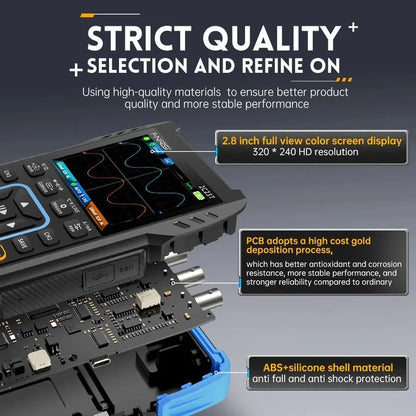 FNIRSI 2C23T Handheld Dual Channel 3-in-1 10MHz 50MS/s Oscilloscope Multimeter DDS Function Generator