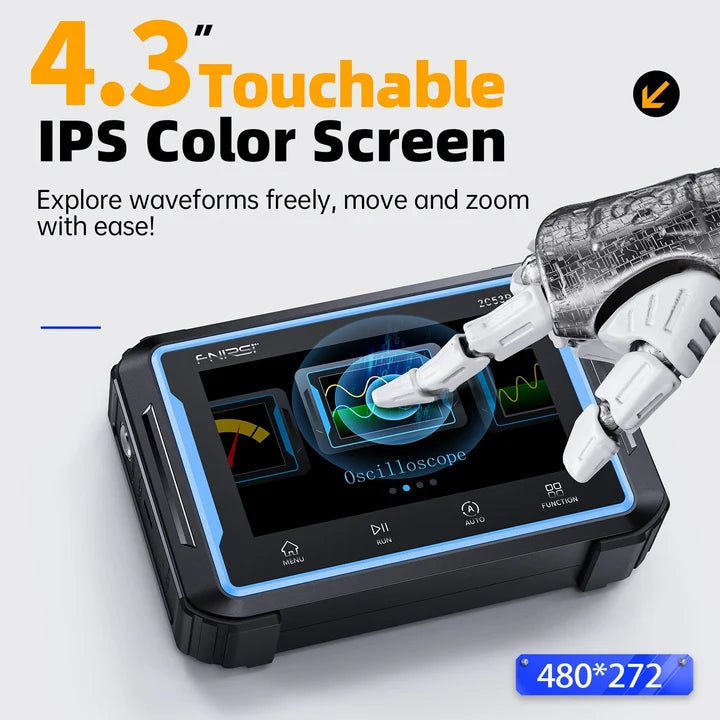 FNIRSI 2C53P 3-IN-1 50MHz 250MS/s Dual Channel Tablet Touchable Oscilloscope Multimeter DDS Generator