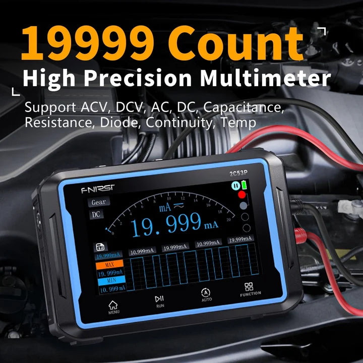 FNIRSI 2C53P 3-IN-1 50MHz 250MS/s Dual Channel Tablet Touchable Oscilloscope Multimeter DDS Generator
