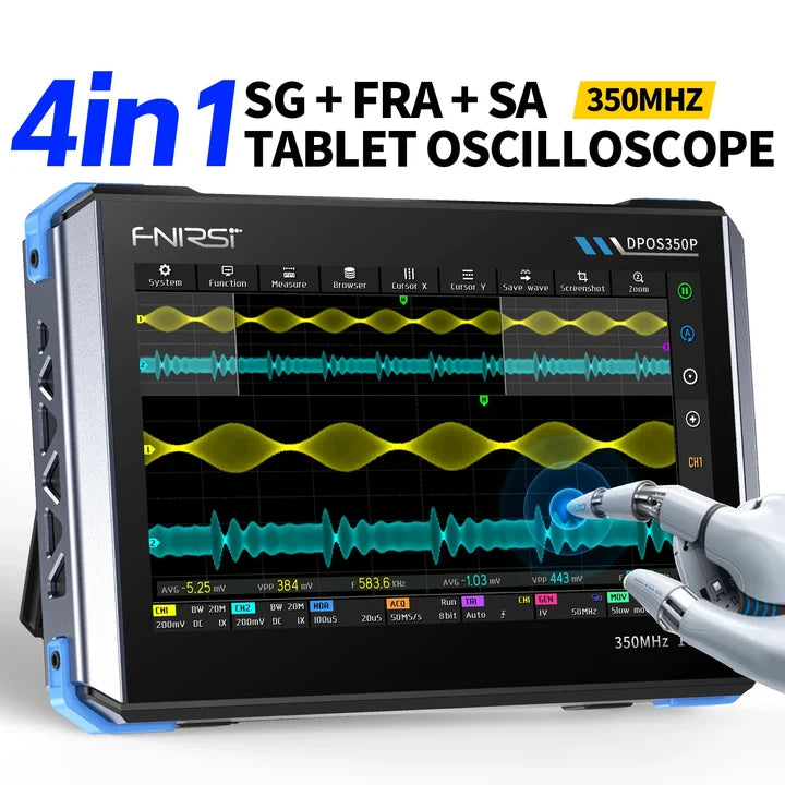 FNIRSI DPOS350P 4-IN-1 350MHz 1GSPS Tablet Oscilloscope Signal Generator Spectrum Analyzer Frequency Response Analyzer