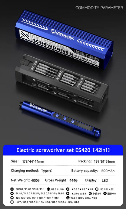 Mechanic ES420 42-in-1 Electric Screwdriver Set for Mobile Phone Disassembly Repair